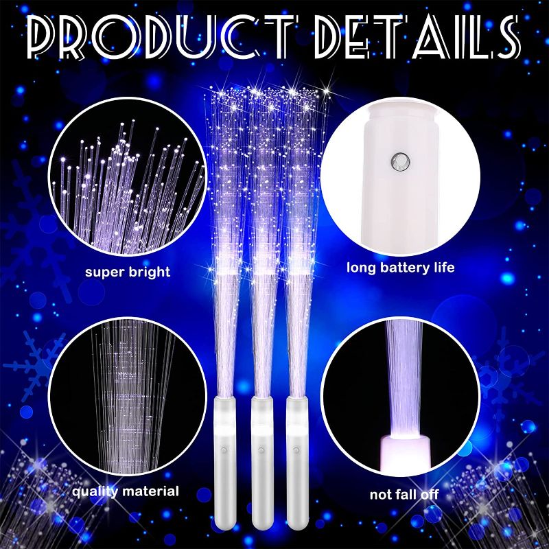 Photo 1 of (5) pcs Fiber Optic Wand White Glow Sticks Long LED Light up Wedding Wand Magic Flashing Sparklers with 3 Light Modes for Wedding Bridal Shower Birthday Glow in the Dark Party Supplies