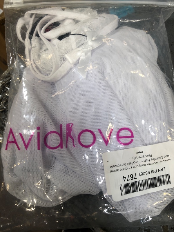 Photo 2 of Avidlove Women Plus Size Babydoll Lingerie Lace Chemise Mesh Sleepwear White X-Large