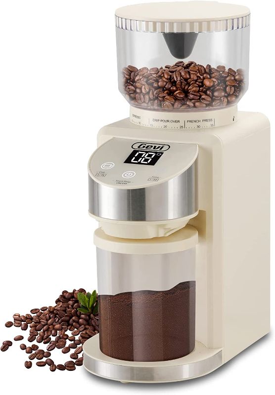 Photo 1 of Gevi Burr Coffee Grinder, Adjustable Burr Mill with 35 Precise Grind Settings, Electric Coffee Grinder for Espresso/Drip/Percolator/French Press/American/Turkish Coffee Makers, 120V/200W, beige2
