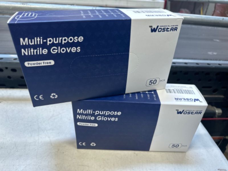 Photo 1 of  2Pack Size M---Wostar Disposable Black Nitrile 8 Mil Gloves Medium 50 Count Raised Diamond Texture Black Disposable Sterile Heavy Duty Gloves Black