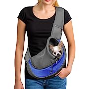 Photo 1 of  Pet Dog Sling Carrier Breathable Mesh Travel Safe Sling Bag Carrier for Dogs Cats (S up to 5lbs Blue)