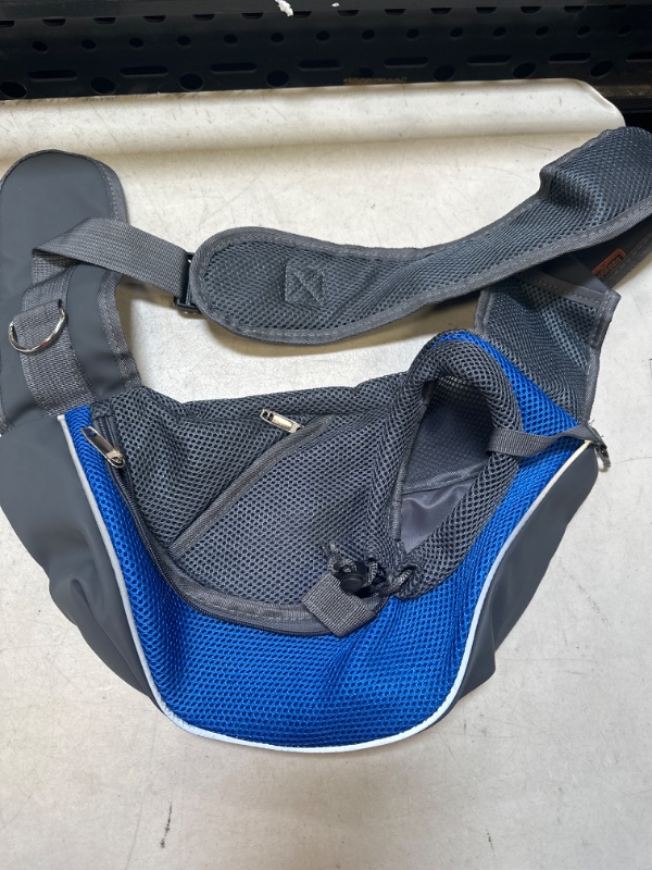 Photo 2 of  Pet Dog Sling Carrier Breathable Mesh Travel Safe Sling Bag Carrier for Dogs Cats (S up to 5lbs Blue)