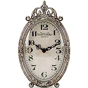 Photo 1 of  Vintage Table Clock, Silent Non-Ticking Battery Operated Desk Shelf Mantel Small Metal Clock for Living Room Decor - Retro Silver