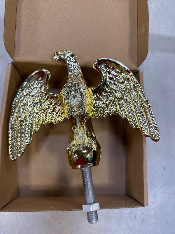 Photo 3 of Gold Flag Pole Eagle Topper Ornament, Aluminum Alloy Eagle Finial for 20'/25'/30' Telescopic/Sectional Flagpole.?Gold,7inch?