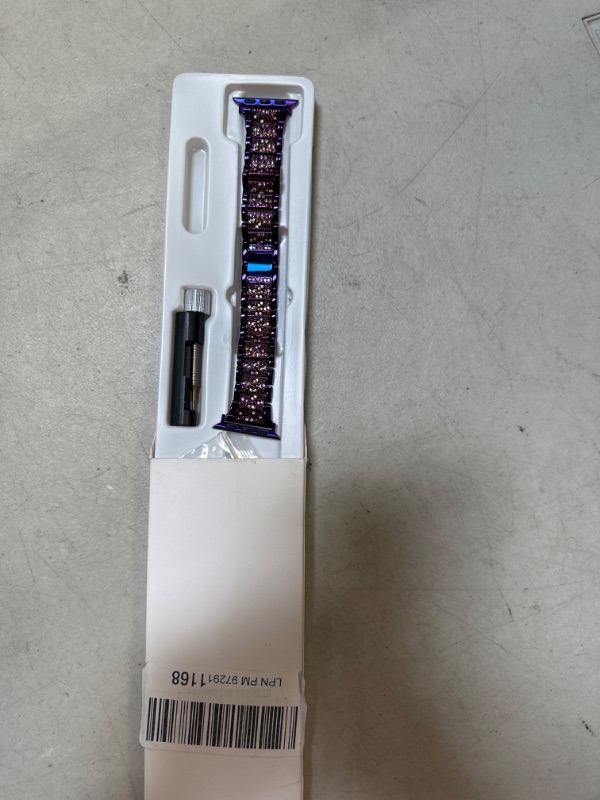 Photo 1 of LELONG for Apple Watch Band 38mm 40mm 41mm Series 8 Series 7 6 5 4 3 2 1 SE Ultra, Bling Replacement Bracelet iWatch Band, Diamond Rhinestone Stainless Steel Metal Wristband Strap AH-Purple 38mm/40mm/41mm