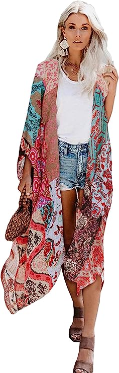 Photo 1 of  Women's Beach Cover Up Casual Kimono Cardigans Loose Open Front Lightweight One Size
