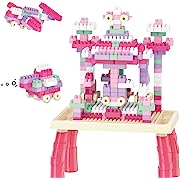 Photo 1 of  Mini Activity Table Set with 360Pcs Small Size Blocks, Build and Learn Table for Kids,Building Blocks Table for Ages 3-6 Toddlers Activity,Girls.