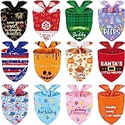 Photo 1 of 12 Pieces Holiday Dog Bandanas Patriotic Shamrock St. Patrick's Day Dog Bibs Birthday Daily Summer Flower Pet Festival Costume Supplies