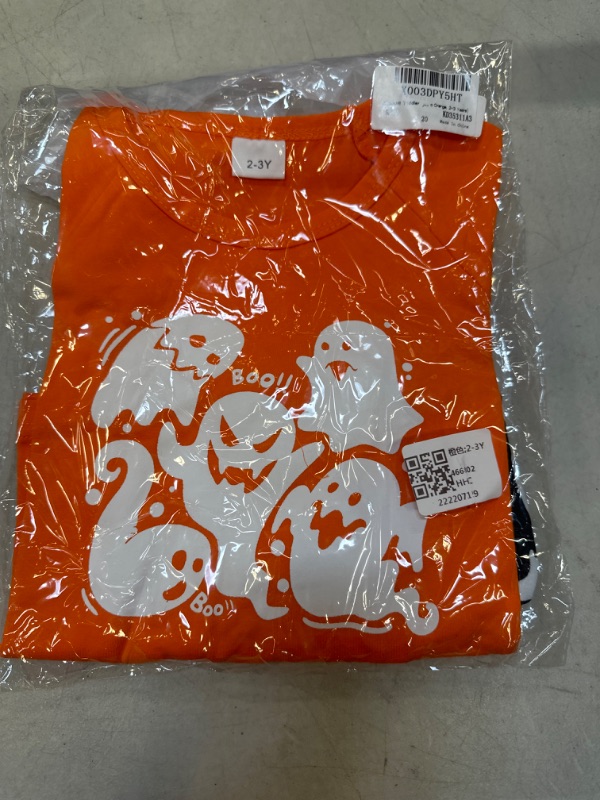 Photo 2 of 2/3Y--MAMAMI Toddler Baby Girls Boys Halloween Shirt Outfits Pumpkin Long Sleeve Shirt Tops for Kids (Boo Orange, )