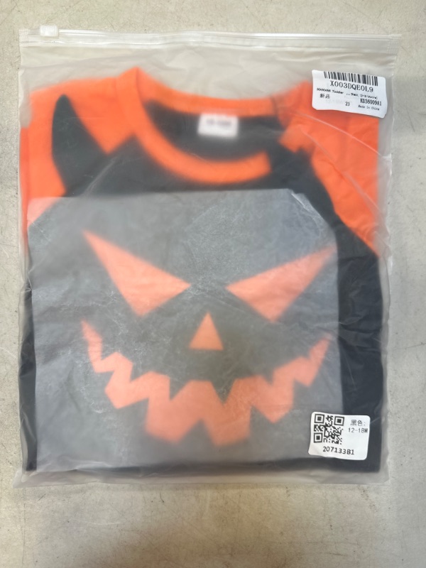 Photo 2 of 12/18M--MAMAMI Toddler Baby Girls Boys Halloween Shirt Outfits Pumpkin Long Sleeve Shirt Tops for Kids 