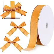 Photo 1 of Chuangdi Christmas Vintage Velvet Ribbon Single Face Spool Satin Velvet Ribbon for Christmas Wreath Decoration DIY Bow Craft Gift Wrapping (Khaki, 1.5 Inches, 30 Yard)