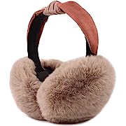 Photo 1 of Faux Fur Earmuffs for Women Winter Foldable Ear Warmers Girl Headband Bow Ear Covers Women Fleece Ear Muffs for Girls Outdoor (Khaki)