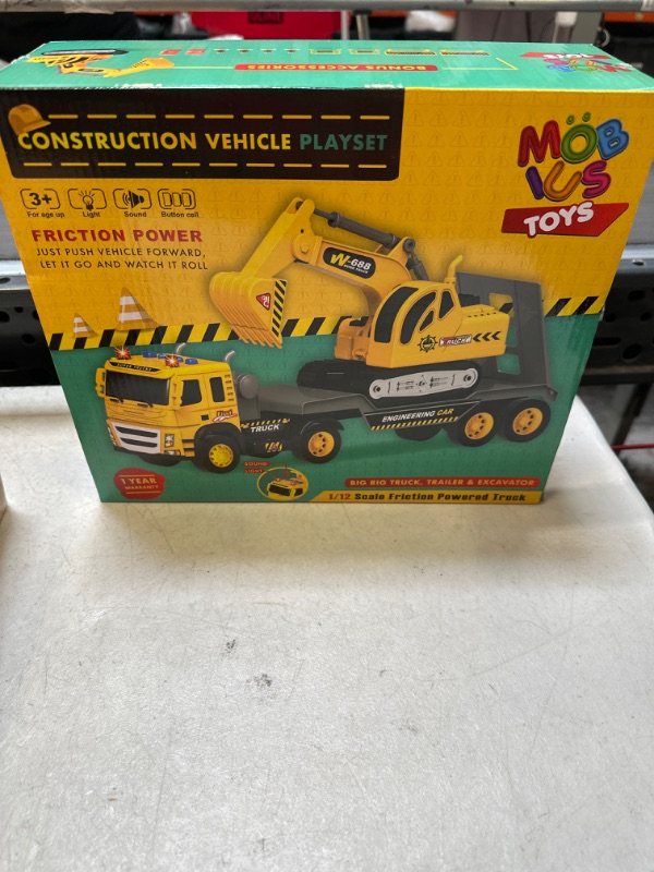 Photo 2 of Flatbed Truck w/Excavator Tractor - 1:12 Scale Large Size Toys