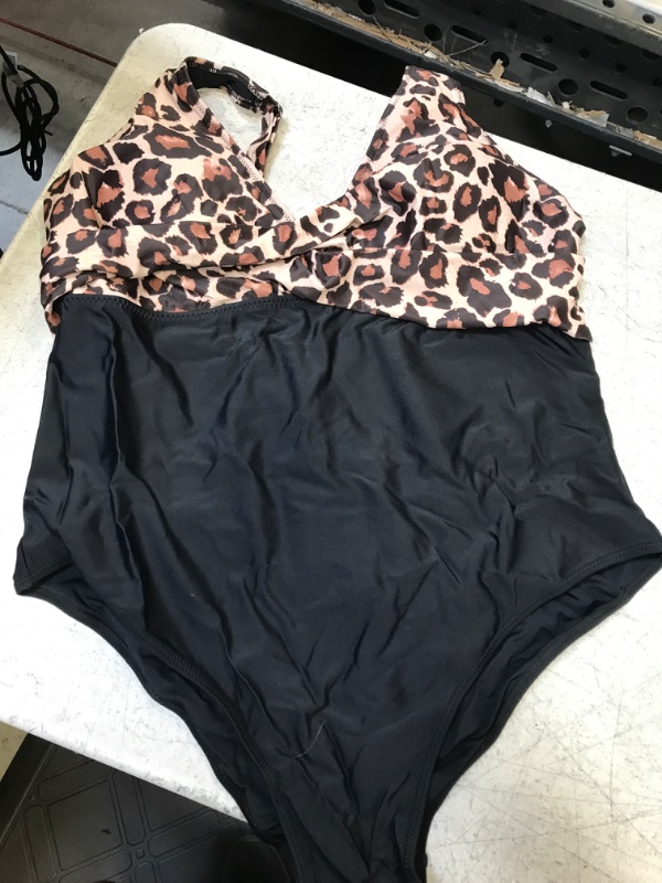 Photo 2 of Yonique Plus Size Swimsuit One Piece Bathing Suits for Women Tummy Control Slimming Swimwear 20 Plus Black Leopard