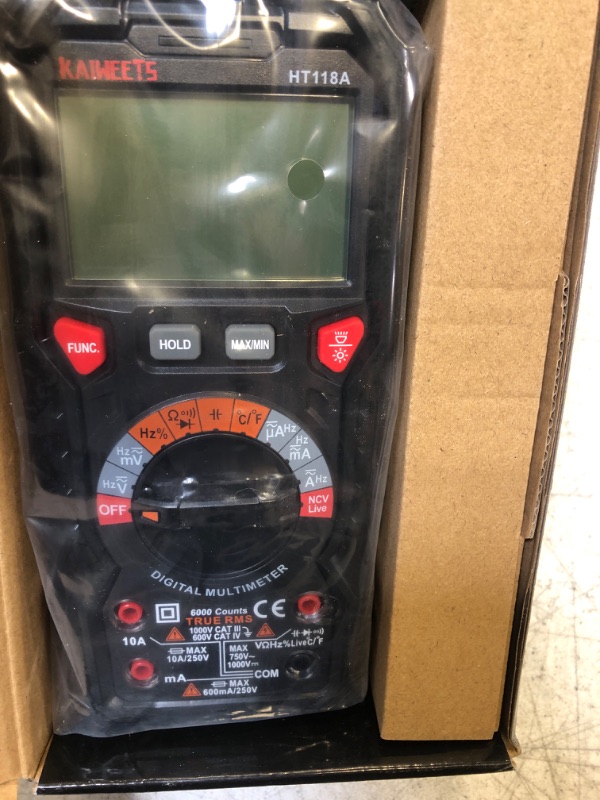 Photo 2 of KAIWEETS Digital Multimeter TRMS 6000 Counts Voltmeter Auto-Ranging Fast Accurately Measures Voltage Current Amp Resistance Diodes Continuity Duty-Cycle Capacitance Temperature for Automotive