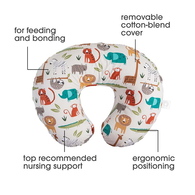 Photo 1 of Boppy Original Nursing Support, FKA Boppy Nursing Pillow, Neutral Jungle, Ergonomic Breastfeeding, Bottle Feeding, and Bonding, with Hypoallergenic Fiber Fill, with Removable Cover, Machine Washable
