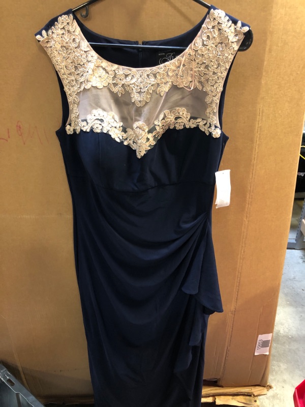 Photo 2 of Alex Evenings Side Ruched Gown in Navy/Nude at Nordstrom, Size 10P