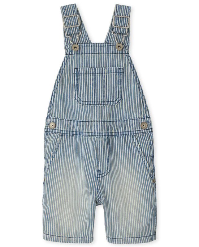 Photo 1 of Baby and Toddler Boys Striped Denim Shortalls SIZE 12-18 