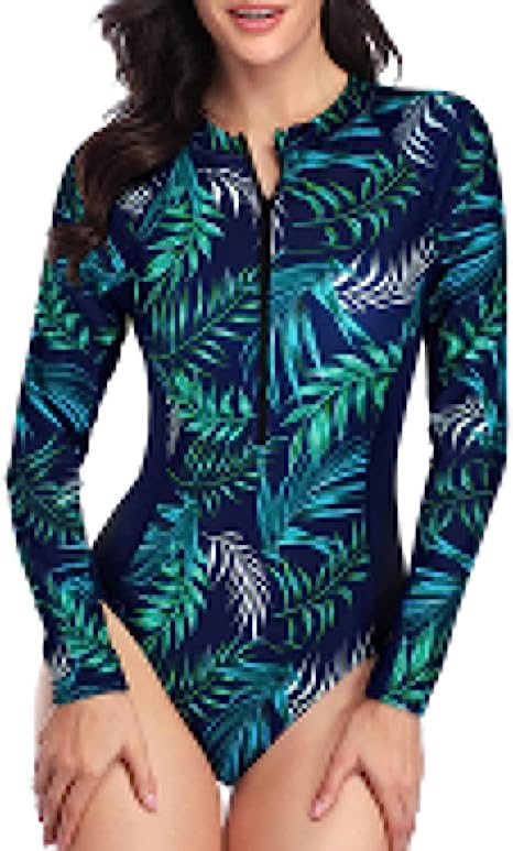 Photo 1 of Daci Women Rash Guard Long Sleeve One Piece Swimsuit Zipper Surfing Bathing Suit UPF 50 SIZE MEDIUM 