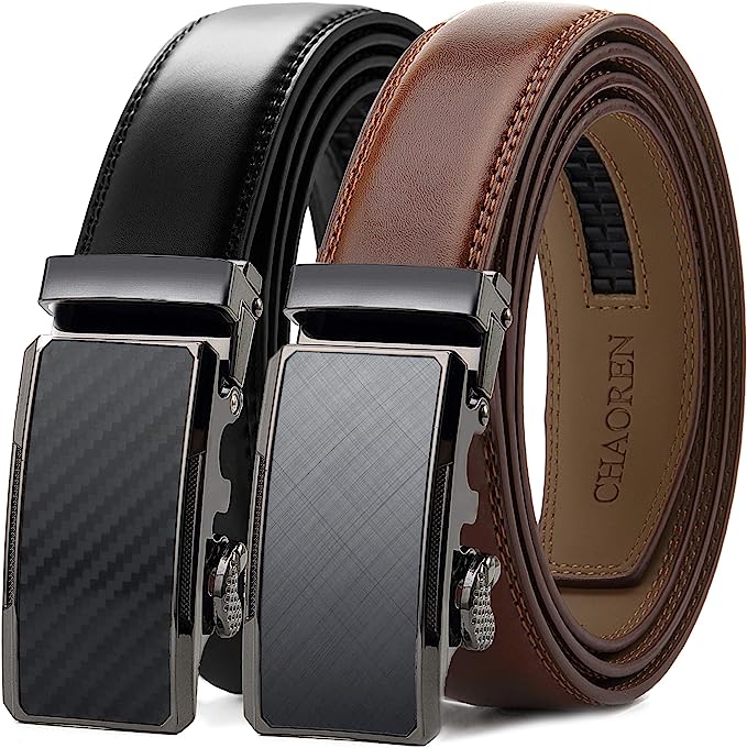 Photo 1 of CHAOREN Ratchet Belts for Men 2 Pack - Men Belt Dress 1 1/4" in Gift Set Box- Design Belt Meet Almost Any Occasion and Outfit
