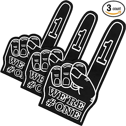 Photo 1 of 3 Pieces Giant Foam Finger 18 Inch We're Number 1 Foam Hand Cheerleading Foam Fingers for Sports Cheer School Spirit Craft Foam Hands Team Finger Foam Hand Pom Pom for Sports Events Games
