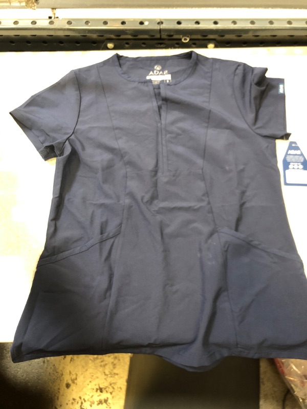 Photo 1 of Adar Addition Scrubs for Women - Notched V-Neck Scrub Top Small Navy