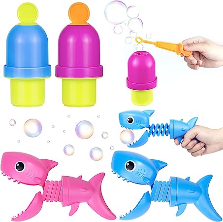 Photo 1 of Bubble Wands for Kids & Shark Grabber Toys, Childyo Leak Proof Bubble Wands for Toddler with 10packs Bubble concentrates