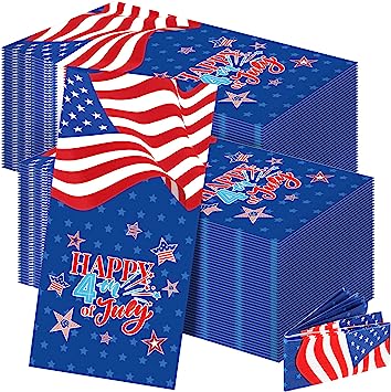 Photo 1 of 150 Pcs Fourth of July Paper Napkins Patriotic Guest Dinner Napkins Disposable American Flag Decorative Hand Towels for Independence Day, Veterans Day, Election Day, USA Theme Holiday Decorations