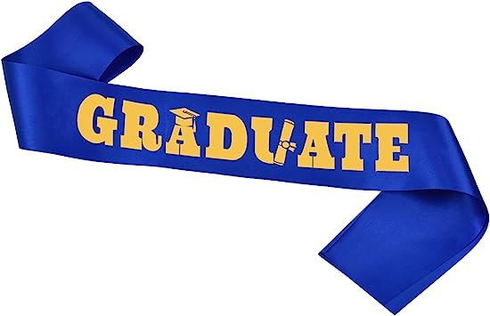 Photo 1 of 2 PACK --- Blue Graduation Sash with Gold Glitter Letter Graduate, Graduation Party 2023, Graduation Decorations 2023, Graduation Party Supplies