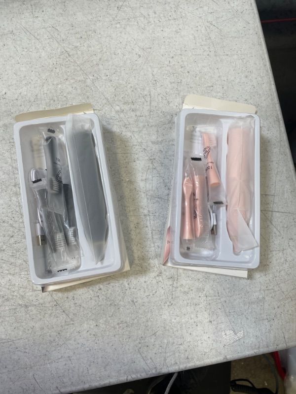 Photo 1 of 2 Pack Sonic Rechargeable Electric Toothbrush for Adults and Kids, Whitening Toothbrush with 8 Replacement Heads, 6 Cleaning Modes and Auto Timer, Breath Freshening Toothbrushes Set (Pink & Black)