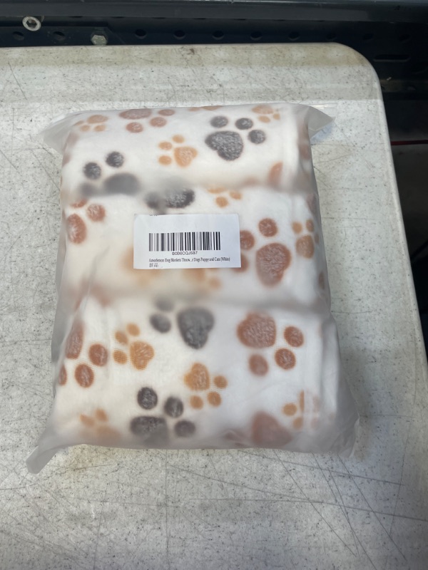 Photo 2 of 1 Pack 3 Blankets Super Soft Fluffy Premium Fleece Pet Blanket Flannel Throw for Dog Puppy Cat Paw Brown/Pink/White Small(23x16 inch)