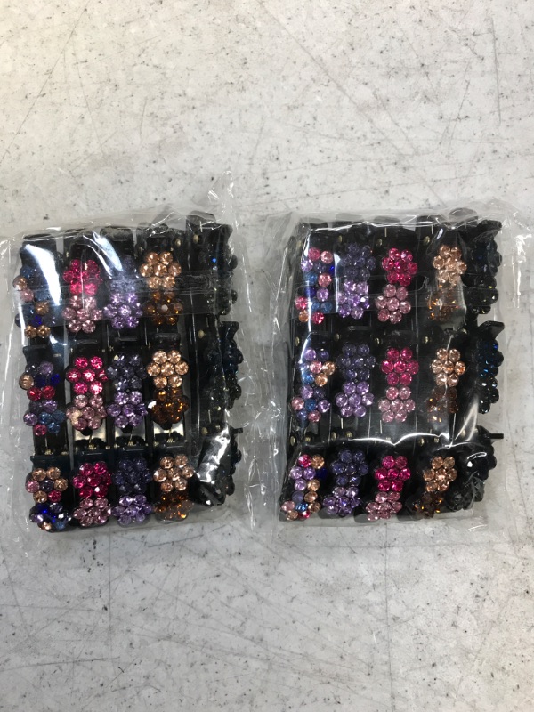 Photo 1 of 2 PACK 5PCS Sparkling Crystal Stone Braided Hair Clips, Rhinestones Hairpin Duckbill Clip with 3 Small Clips, Braided Hair Clip with Rhinestones for Women/Girls