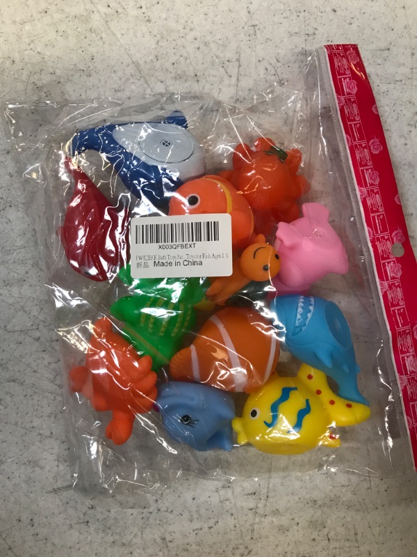 Photo 1 of FWXZBKK Rubber Cute Sea Animals Kids Bath Toys,Squeeze to Squeak Spray Bathtub Toys for Toddlers & Kids (13 Pcs) Color Random