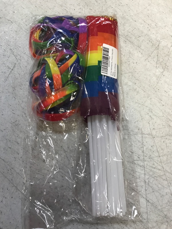 Photo 2 of 24 Pack Handheld Pride Flags and 24Pcs Pride Bracelets, LGBTQ Mini Rainbow Pride Flags, Rainbow Wristbands for Women Men Bisexual Pansexual Lesbian Transgender Gay Pride Month Parade Party Gifts