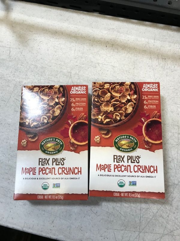 Photo 1 of 2 pack Nature's Path Organic Flax Plus Cereal Maple Pecan Crunch 11.5 Oz 07/12/23
