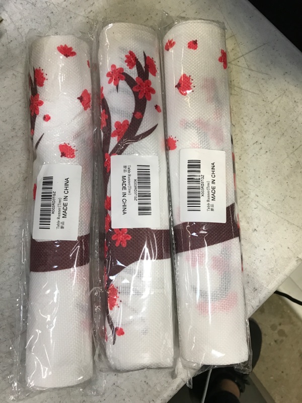Photo 2 of 3 PACK ATTGREAT Summer Table Runner 108 inches Long Farmhouse Style Watercolor Printing Cherry Blossom Table Cloth for Home Kitchen Dinner Decoration Cherry Tree