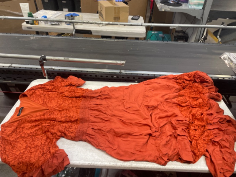 Photo 2 of Simplee Women V Neck Formal Lace Maxi Dress Ruffle Flowy Short Sleeve Boho Wedding Guest Party Summer Long Dress XL 