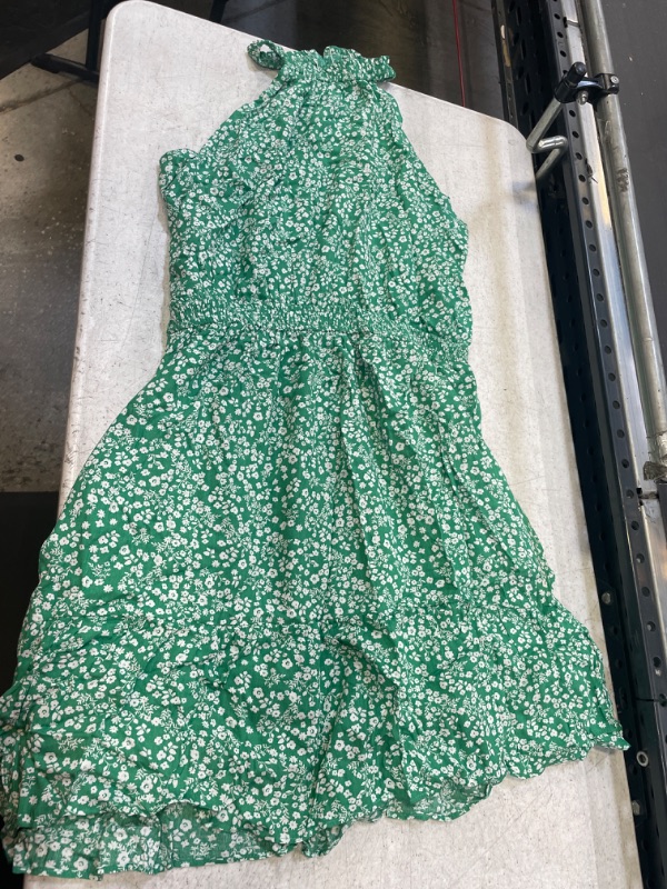 Photo 1 of GREEN AND WHITE FLOWER DRESS L