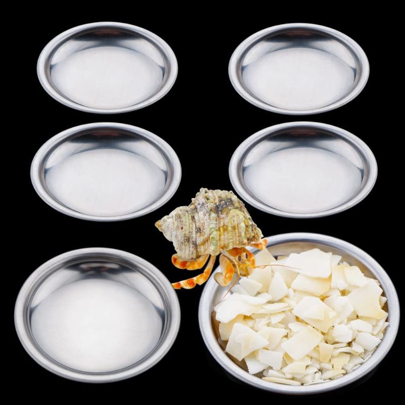 Photo 1 of 6 Pcs Hermit Crab Food and Water Bowl, Tiny Stainless Steel Feeding Dish for Hermit Crab Cricket Snail Insect