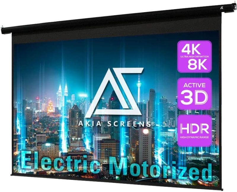 Photo 1 of Akia Screens 104 inch Motorized Electric Remote Controlled Drop Down Projector Screen 4:3 8K 4K HD 3D Retractable Ceiling Wall Mount Black Projection Screen Office Home Theater Movie AK-MOTORIZE104V1
