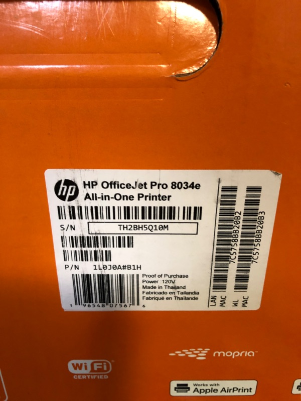 Photo 3 of HP OfficeJet Pro 8034e Wireless Color All-in-One Printer with 1 Full Year Instant Ink,White