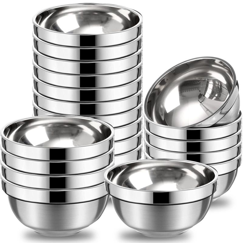 Photo 1 of 10 Pcs Stainless Steel Bowls Set 17 oz Double Walled Insulated Soup Bowls Snack Metal Bowl for Ice Cream Salad Noodles Sauces Serving, Easy to Clean, 5.1 x 2.6 Inch