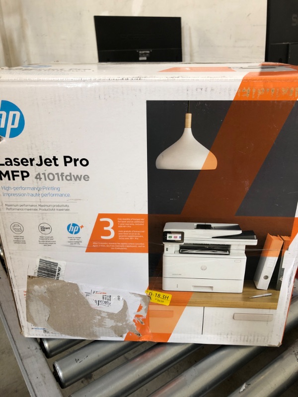 Photo 2 of HP - LaserJet Pro MFP 4101fdwe Wireless All-In-One Black-and-White Laser Printer
