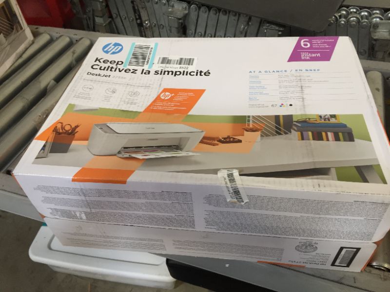 Photo 3 of HP DeskJet 2755e Wireless Color All-in-One Printer with bonus 6 months Instant Ink (26K67A), white