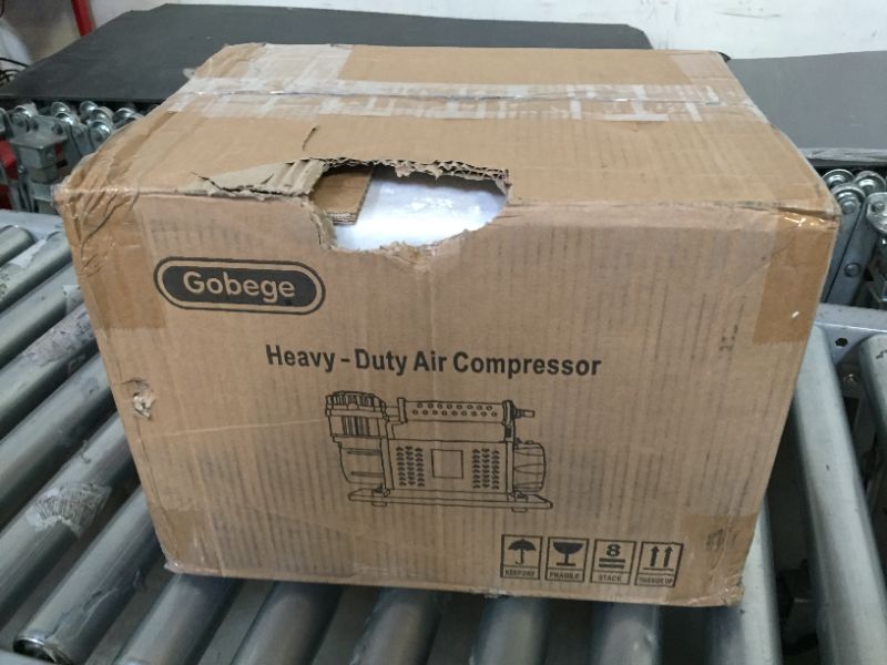 Photo 1 of Gobege Portable Air Compressor 12v Car Truck Tires Inflator 5.65CFM Heavy Duty Air Compressor Car Tires Air Pump for Truck SUV 4x4 Vehicle RV Tire Black
