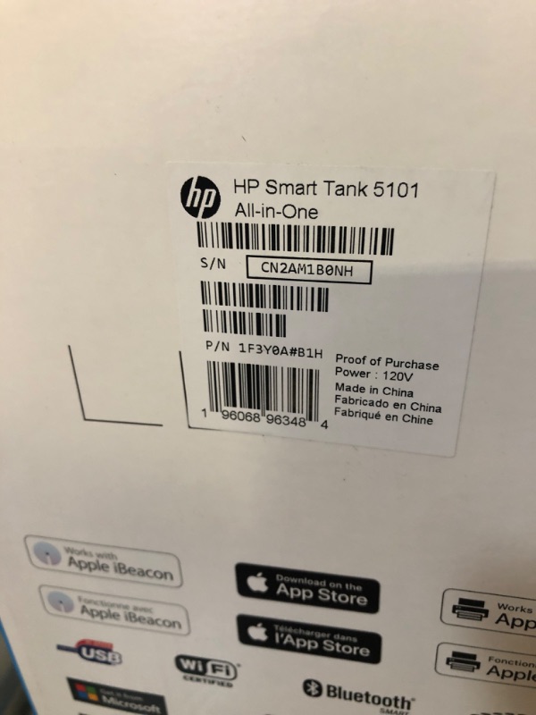 Photo 3 of HP Smart-Tank 5101 Wireless All-in-One Ink-Tank Printer with up to 2 Years of Ink Included (1F3Y0A),White