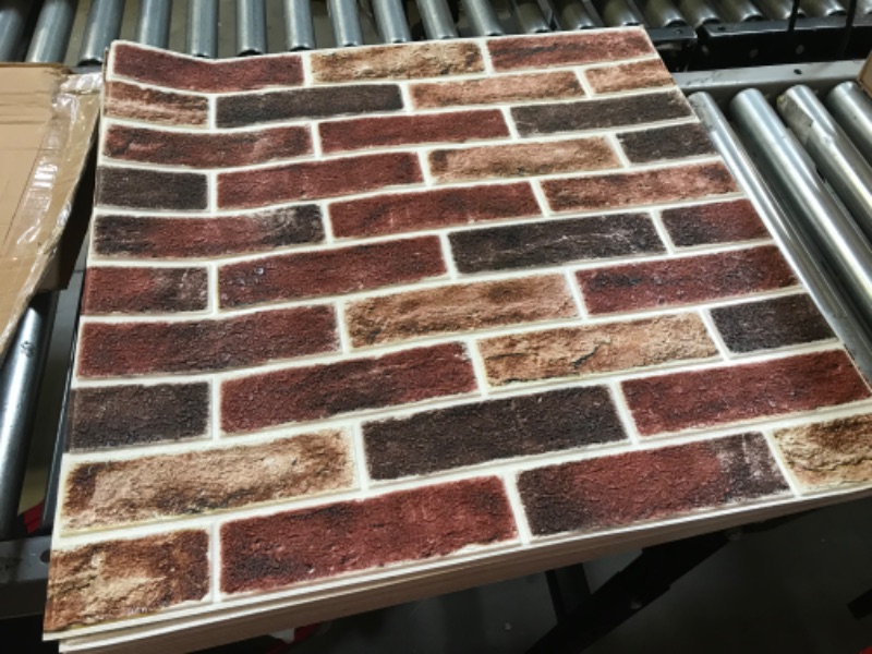 Photo 2 of Art3d 10-Pack 52.5 Sq.Ft Faux Brick 3D Wall Panels Peel and Stick in Red Brown, Self Adhesive Waterproof Foam Wallpaper for Bedroom, Bathroom, Kitchen 10 Red brown