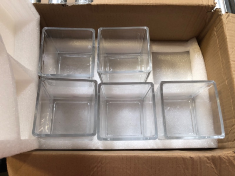 Photo 2 of 6 Pack Clear Square Glass Vases, Planter Terrarium Flowers Vase Candle Holder for Home,Garden, Wedding Centerpiece Decorations and Formal Dinners (Width 4", Height 4")