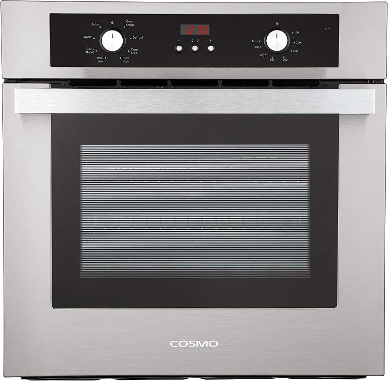 Photo 1 of COSMO C51EIX Electric Built-In Wall Oven with 2.5 cu. ft. Capacity, Turbo True European Convection, 8 Functions, Push Button Knobs, in Stainless Steel, 24 inch
