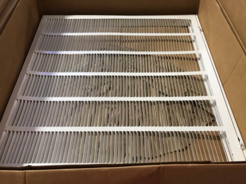 Photo 1 of 10" X 20 Steel Return Air Filter Grille for 1" Filter - Fixed Hinged - Ceiling Recommended - HVAC Duct Cover - Flat Stamped Face - White 